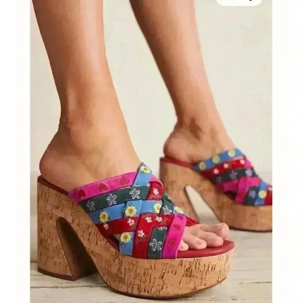 Free People Lisbon Platform Mules Size 8.5